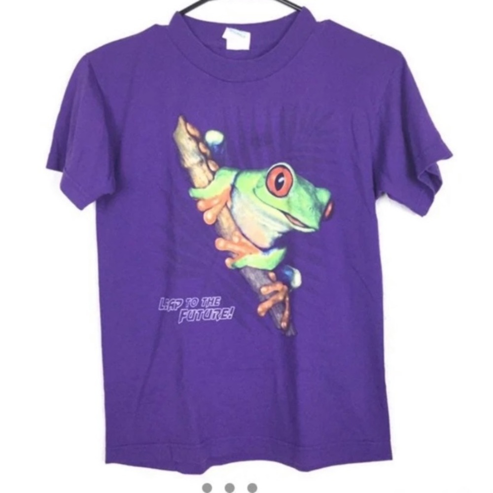 Vintage leap into the future frog purple graphic tee size 14/16